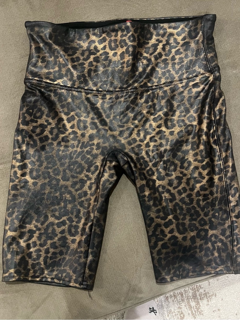 SPANX Leopard-Print High-Waist Bike Shorts - Black & Brown